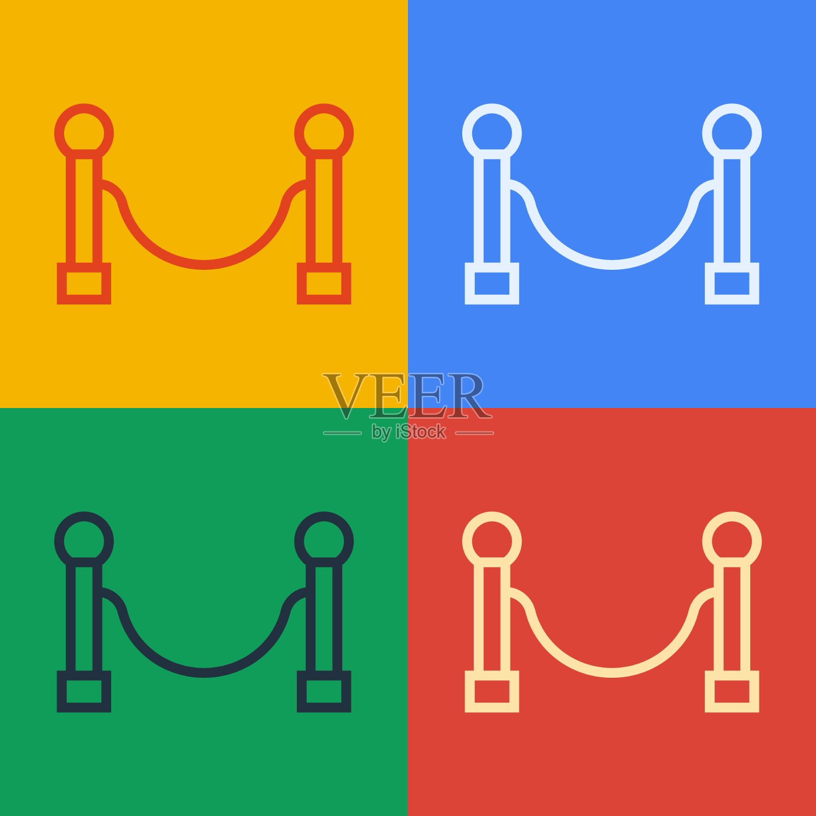 波普艺术线绳屏障图标隔离在色彩上图标素材