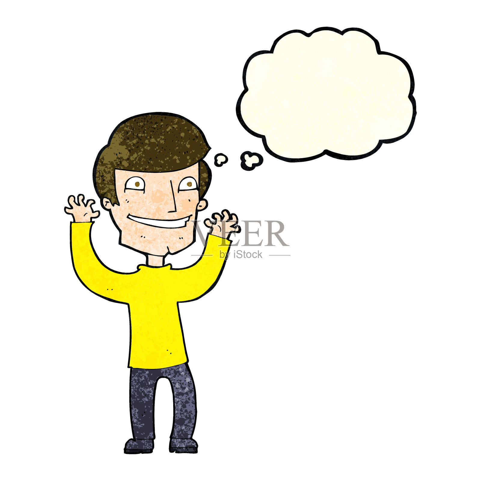 带有想法泡泡的卡通人物插画图片素材