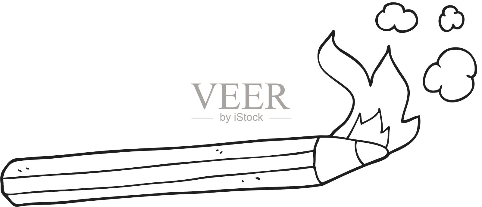 手绘黑白卡通火红铅笔插画图片素材