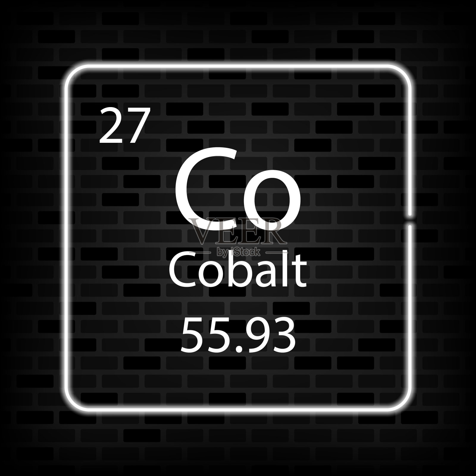 钴色霓虹灯符号。元素周期表中的化学元素。矢量插图。插画图片素材