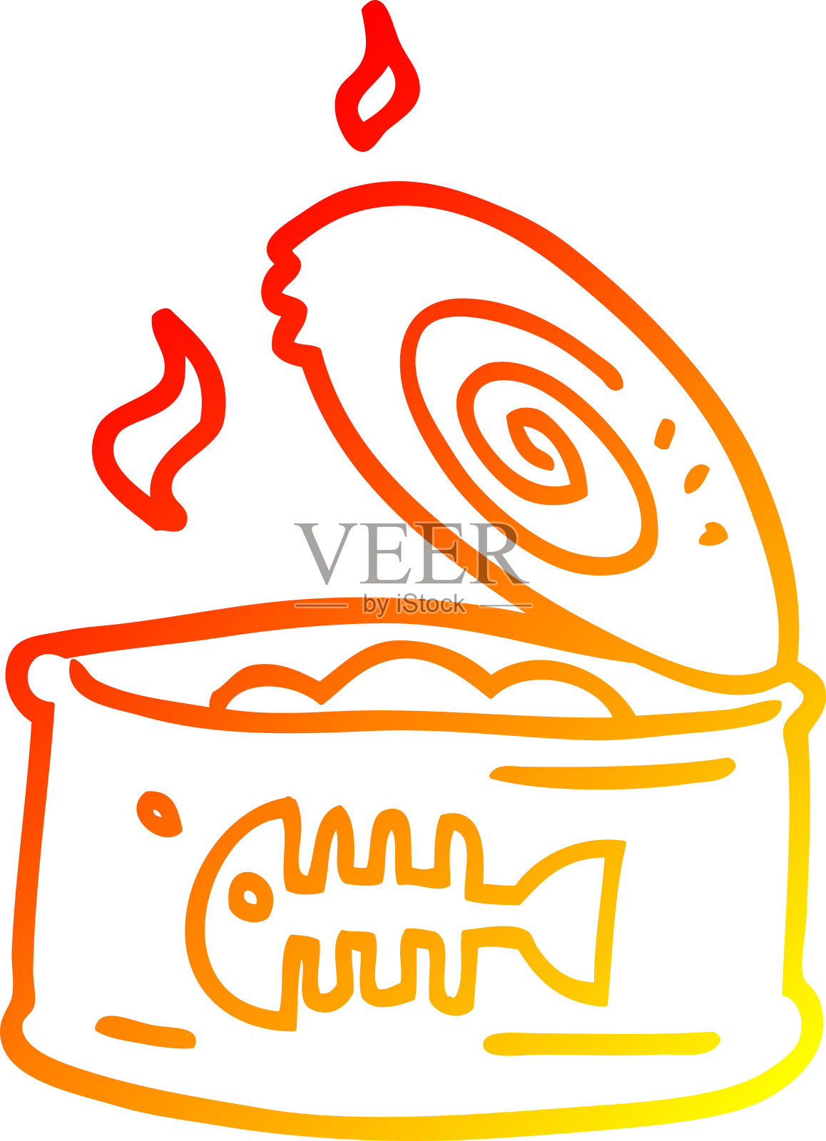 温暖的梯度线绘制卡通罐头金枪鱼插画图片素材