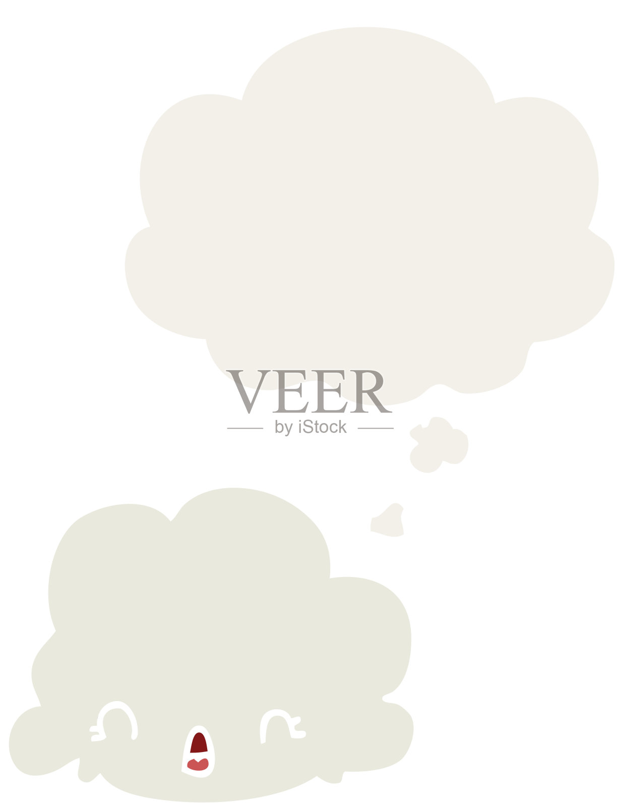 卡通云与思想泡泡在复古风格插画图片素材