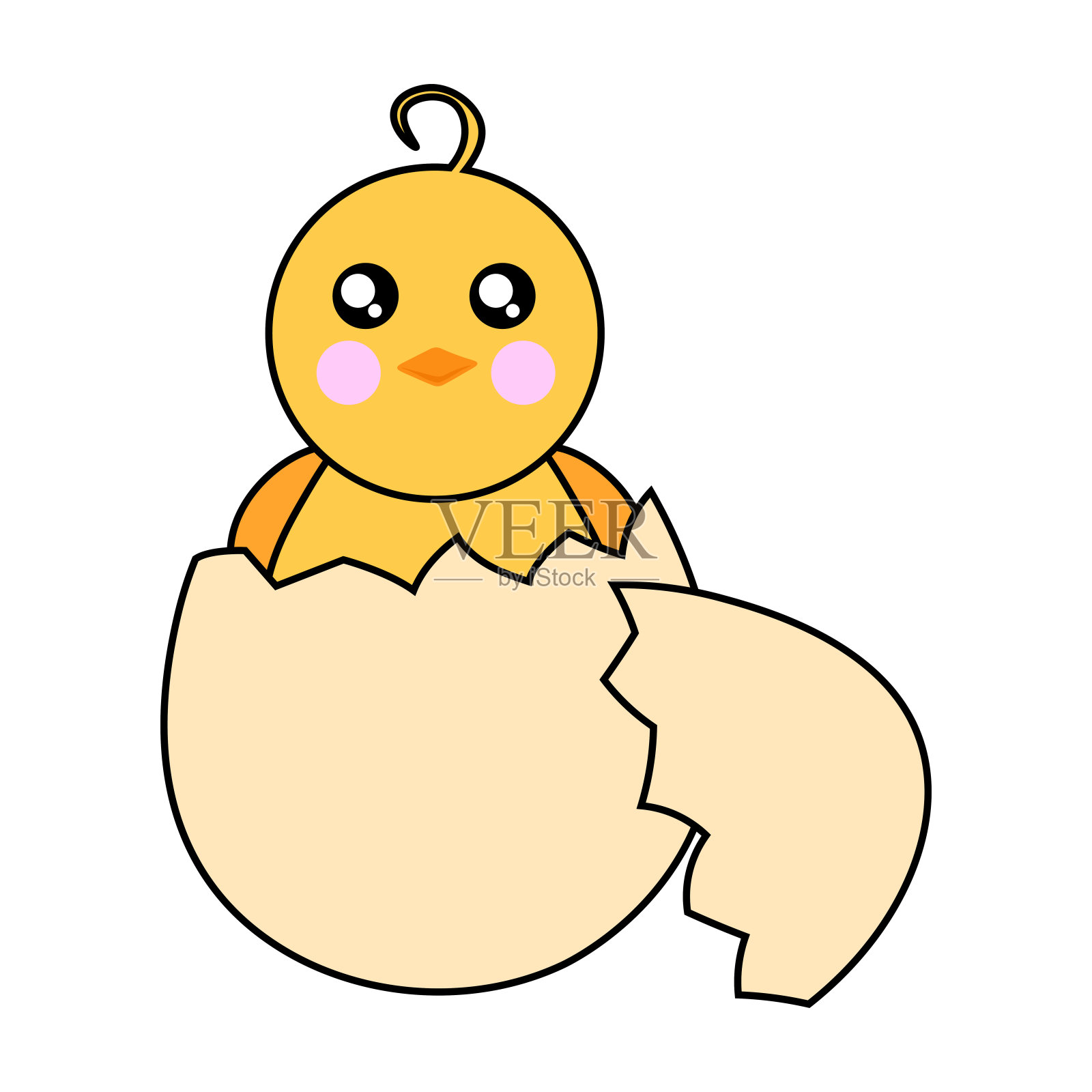 鸡在蛋壳里插画图片素材
