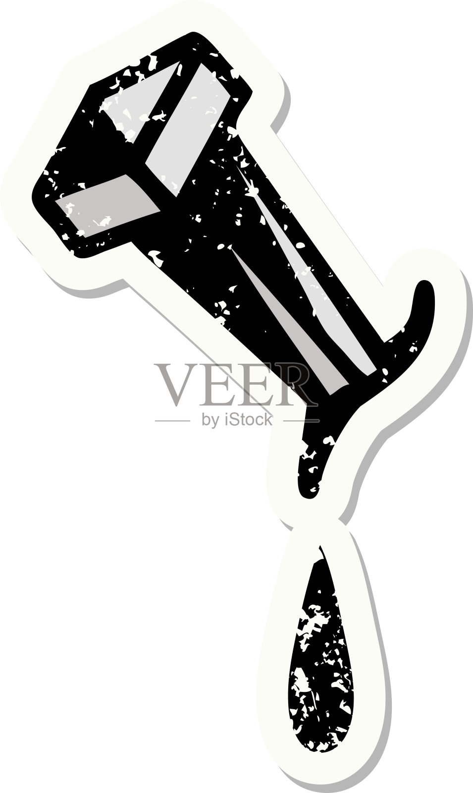 心疼贴纸纹身的传统风格的铁钉插画图片素材