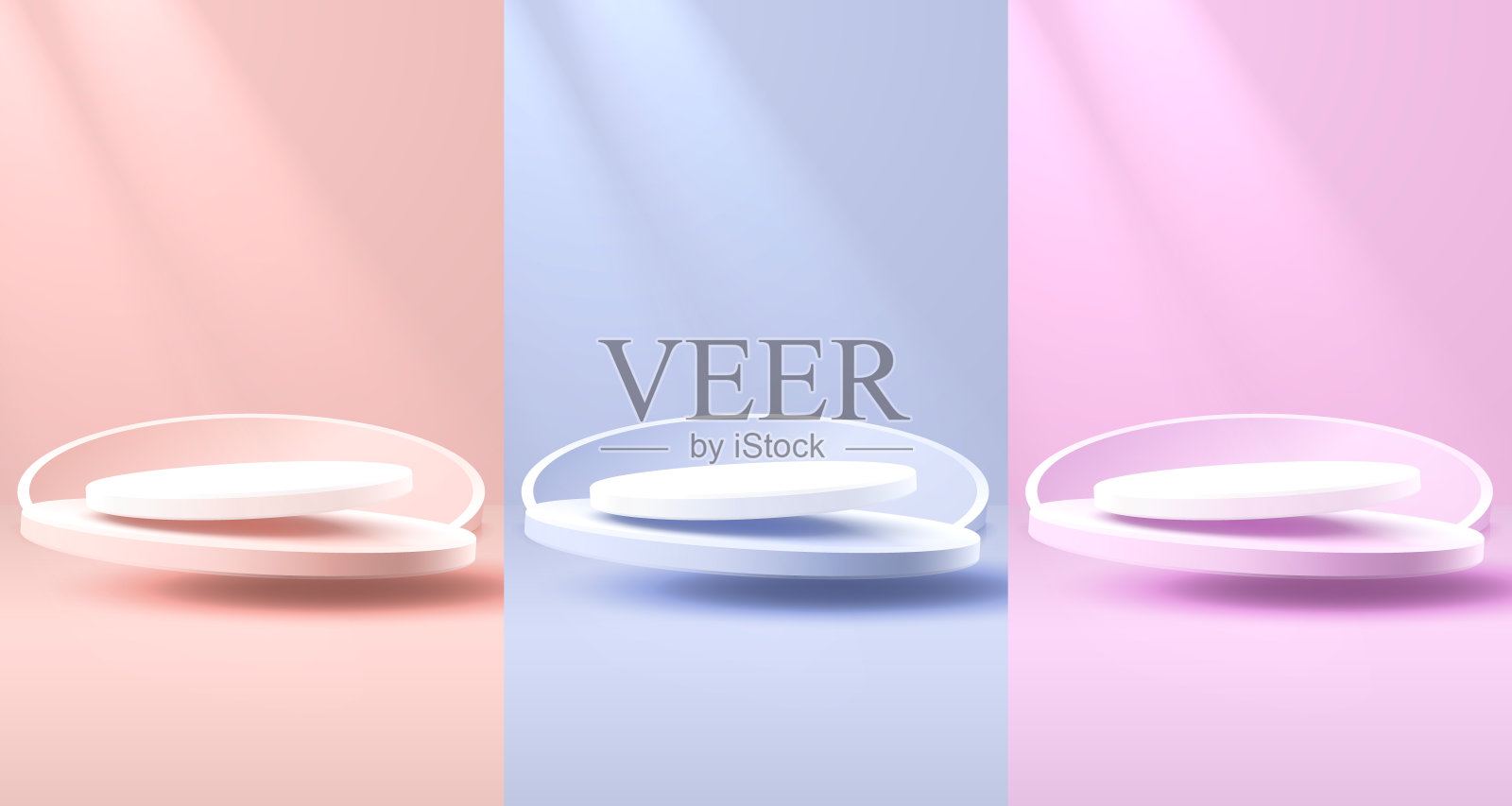 舞台领奖台与灯光，舞台领奖台现场与颁奖，装饰元素背景，色彩设置。向量插画图片素材