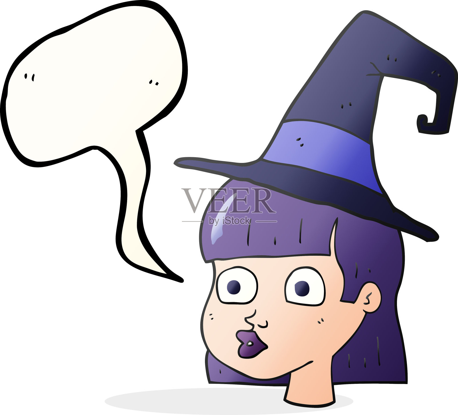 手绘语音泡泡卡通女巫插画图片素材