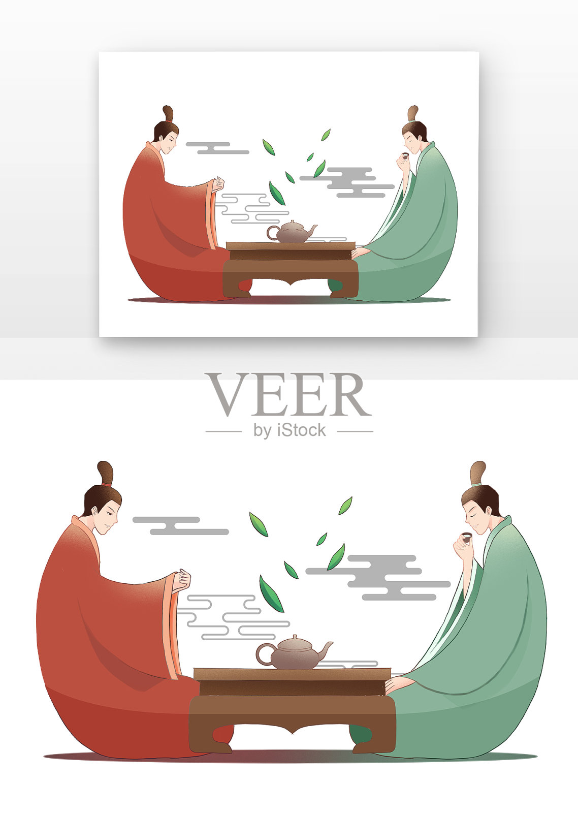 古人对饮茶设计元素图片