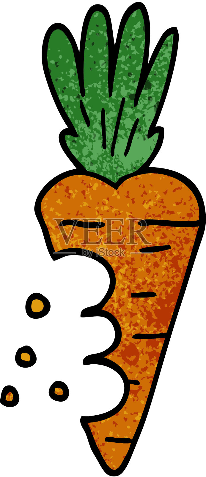 有咬痕的卡通胡萝卜涂鸦设计元素图片