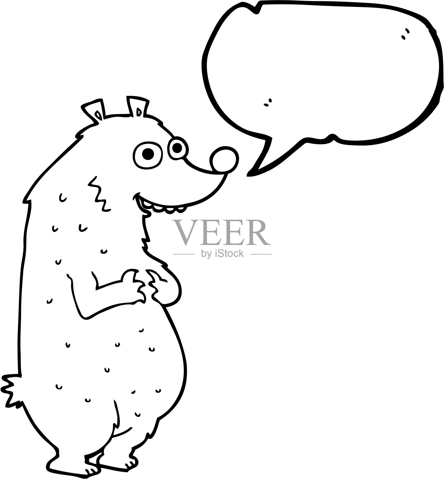 手绘语音泡泡卡通熊插画图片素材