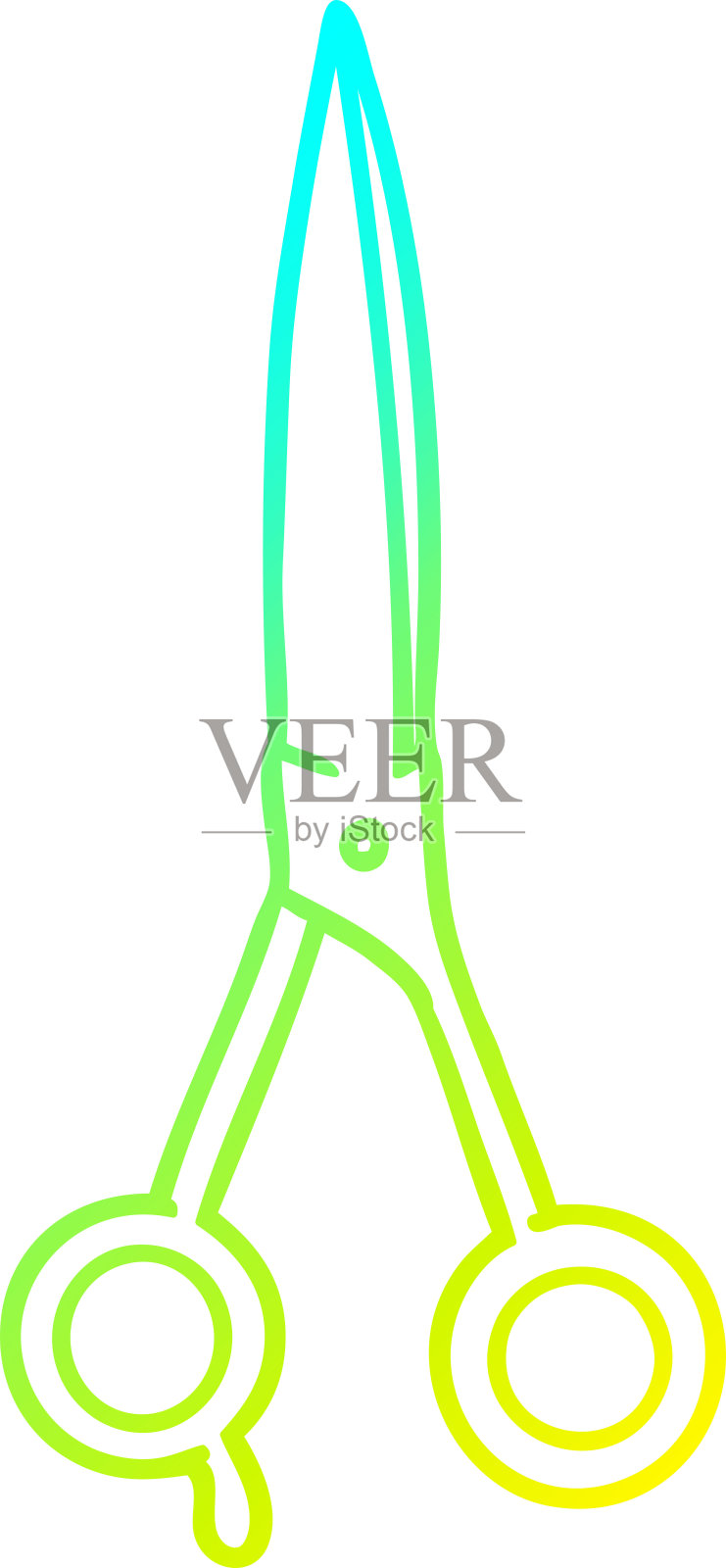 冷梯度线绘制卡通理发剪刀插画图片素材