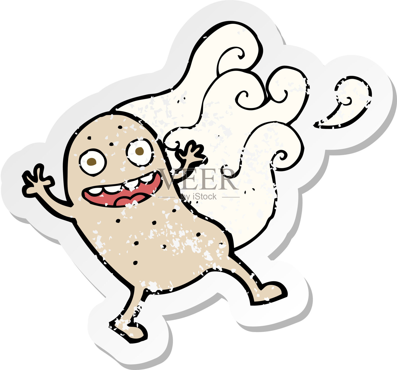 一个卡通土豆的复古心疼贴纸插画图片素材