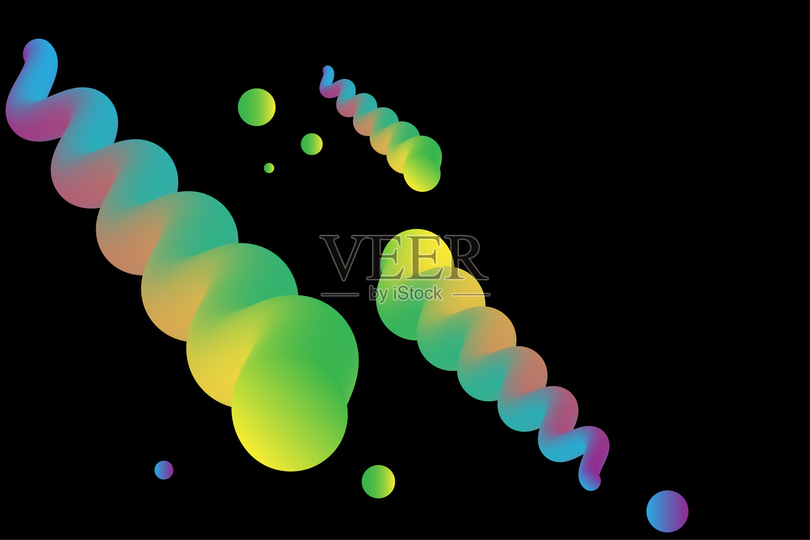 黑色背景上的流体曲线。数字业务。矢量插图。插画图片素材