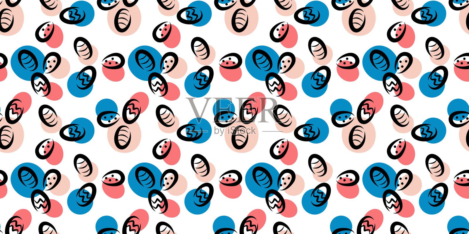 复活节无缝模式与复活节彩蛋插画图片素材