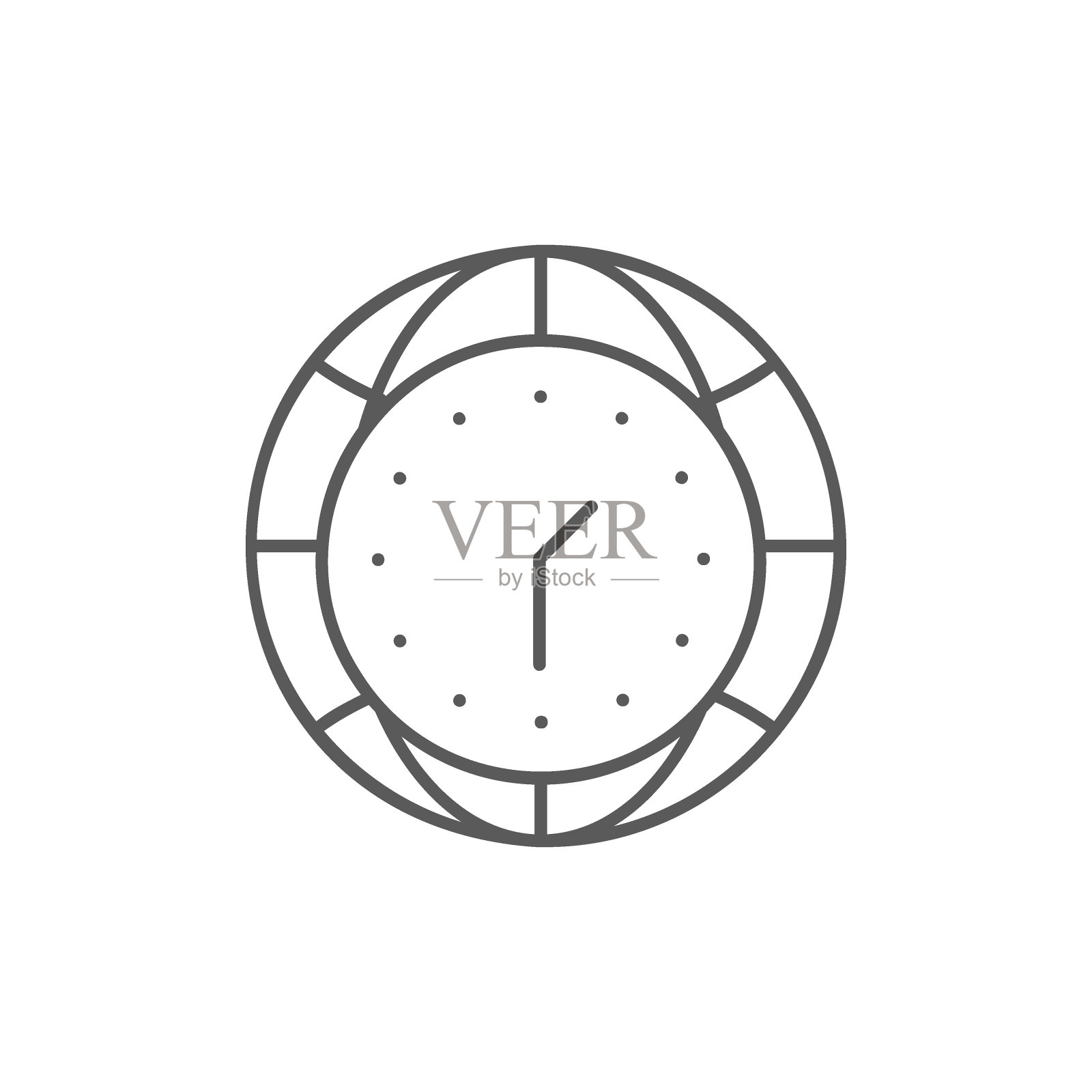 时钟与地球，世界时间的线性图标。时间管理符号设计。图标素材