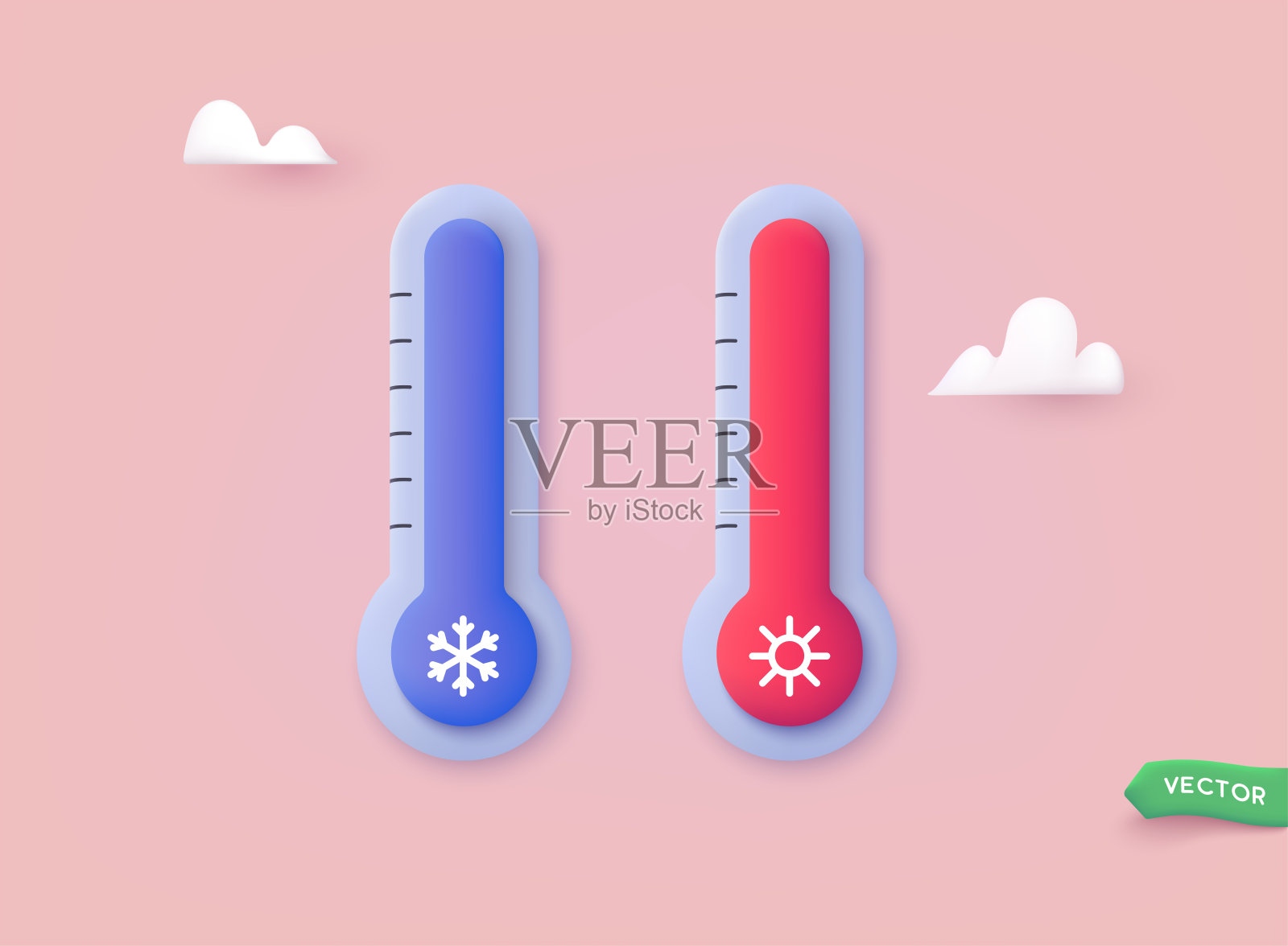 测温用温度计。3D网络矢量插图。图标素材