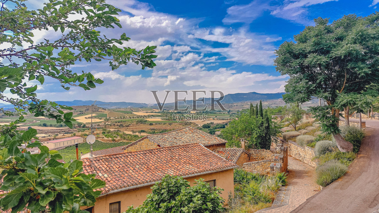 带有房屋屋顶的景观照片摄影图片