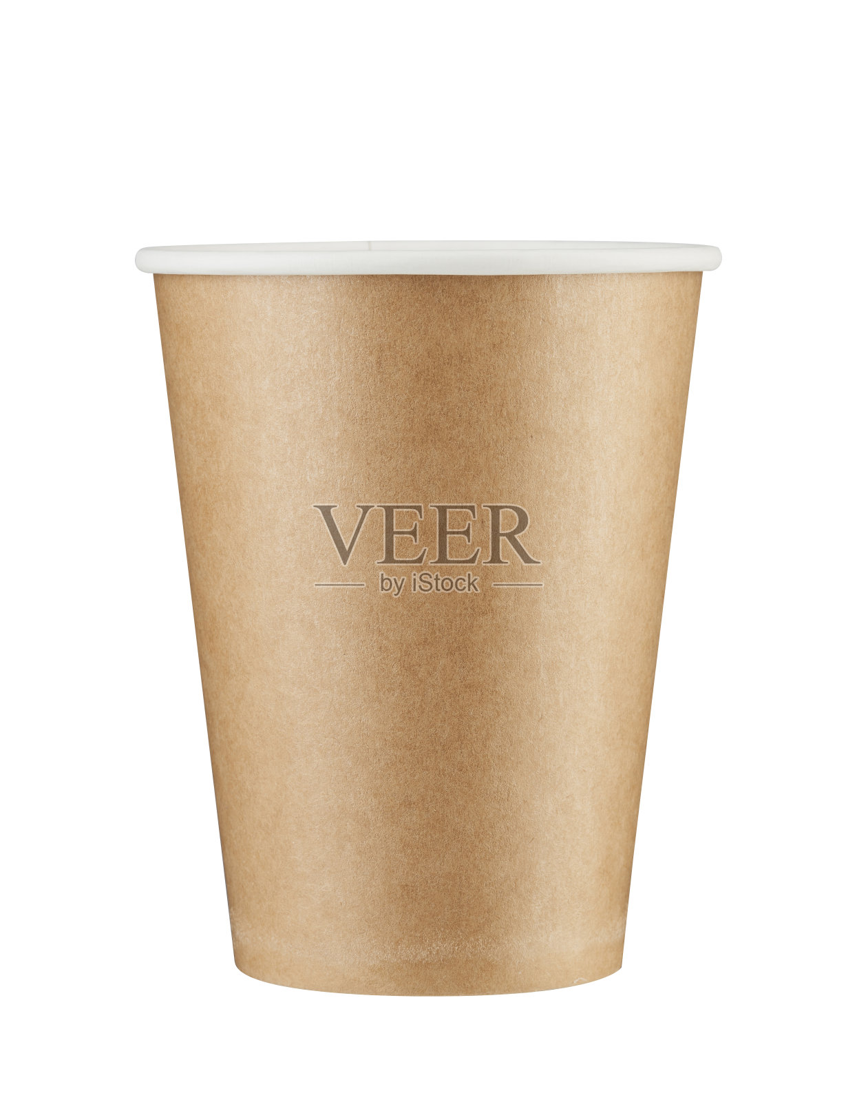 真正的纸咖啡杯隔离。照片摄影图片