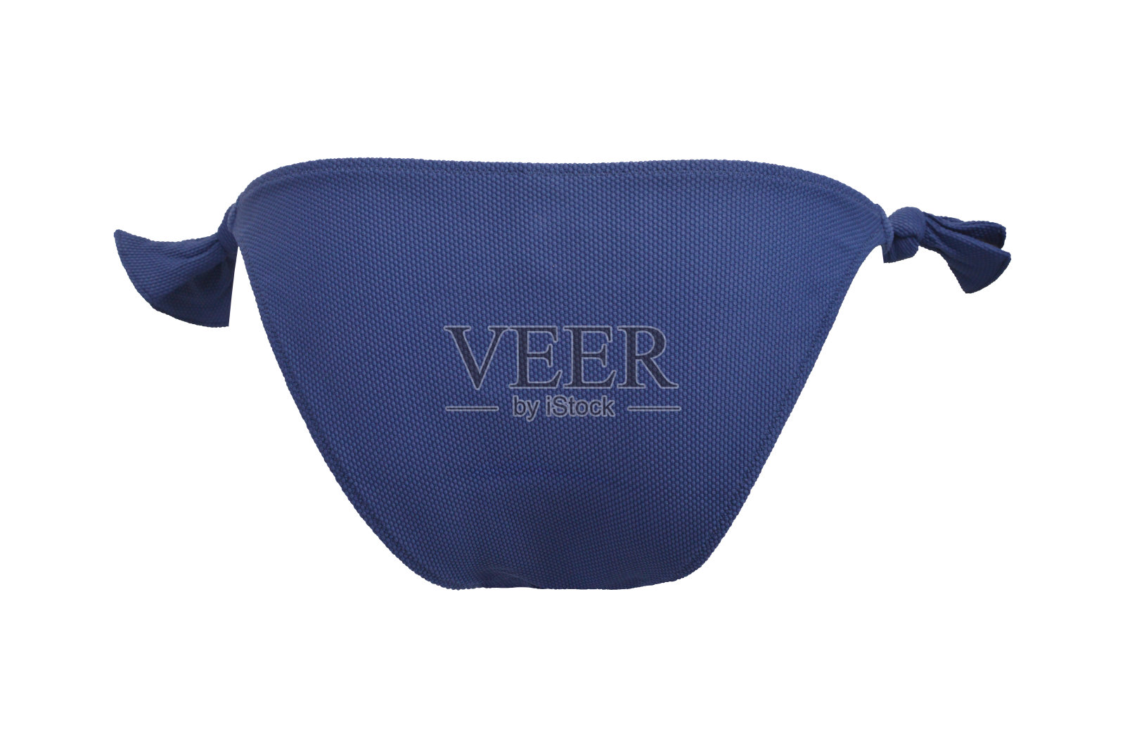 海滩蓝色的女子泳装比基尼内裤在一个白色的背景。后视图。泳衣的元素。体育、娱乐。照片摄影图片