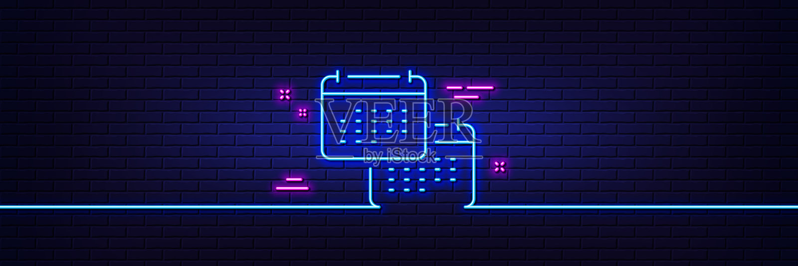 日历行图标年度计划员霓虹灯标志插画图片素材