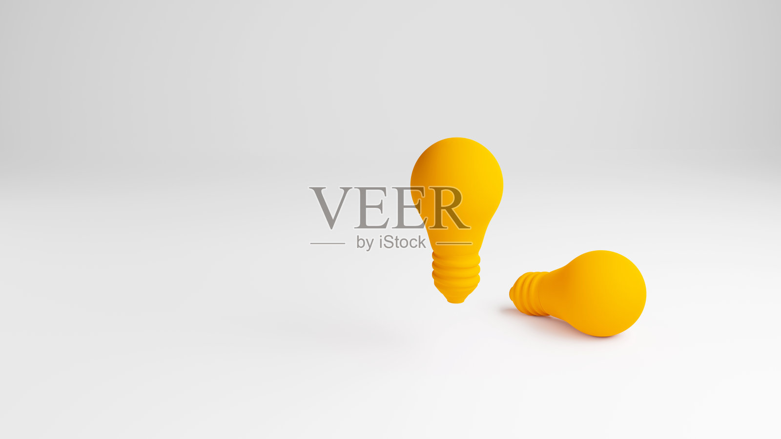 黄色灯泡在明亮的白色背景上隔离，极简主义概念，明亮的想法概念，隔离灯泡照片摄影图片