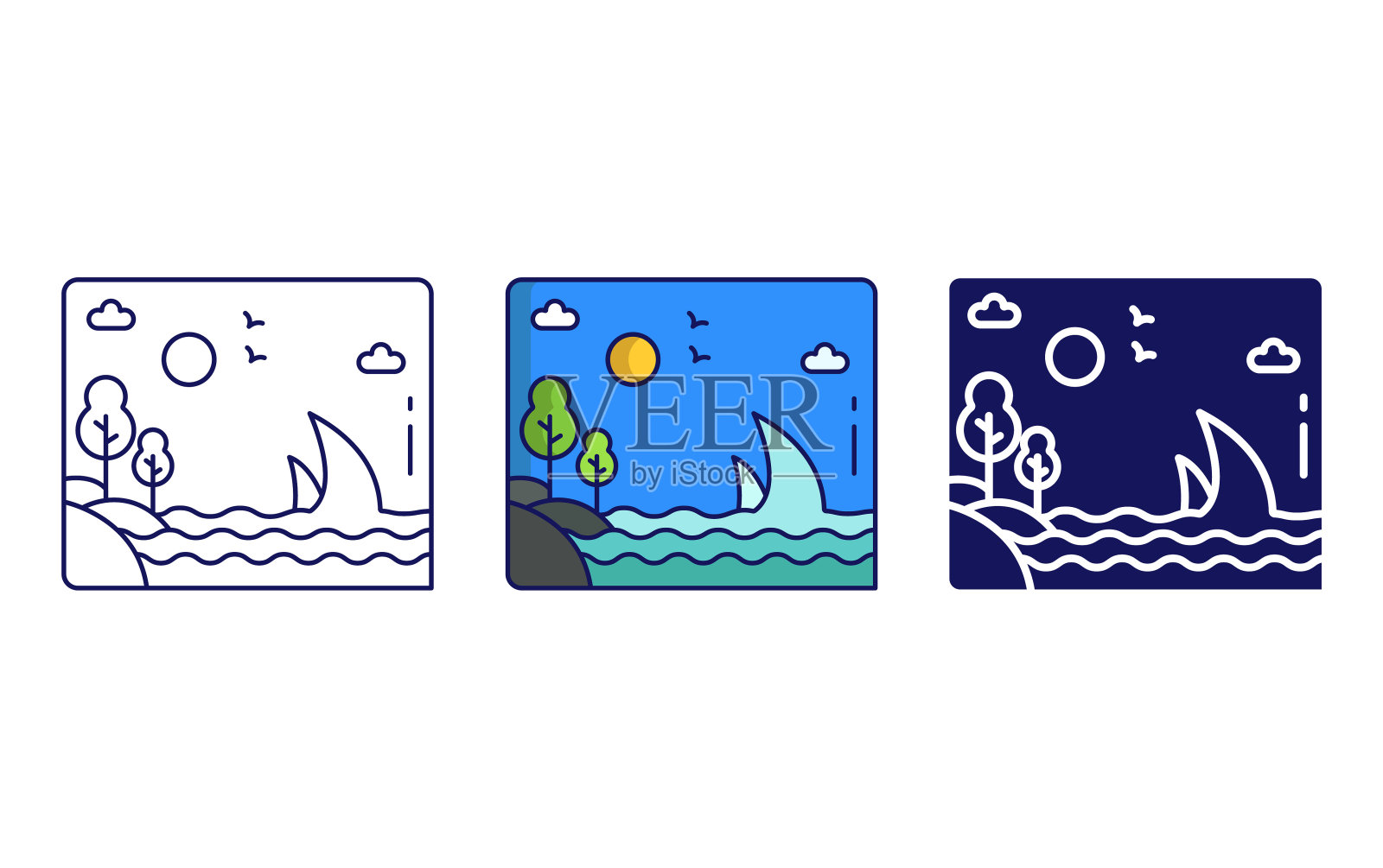 海滩矢量图标插画图片素材