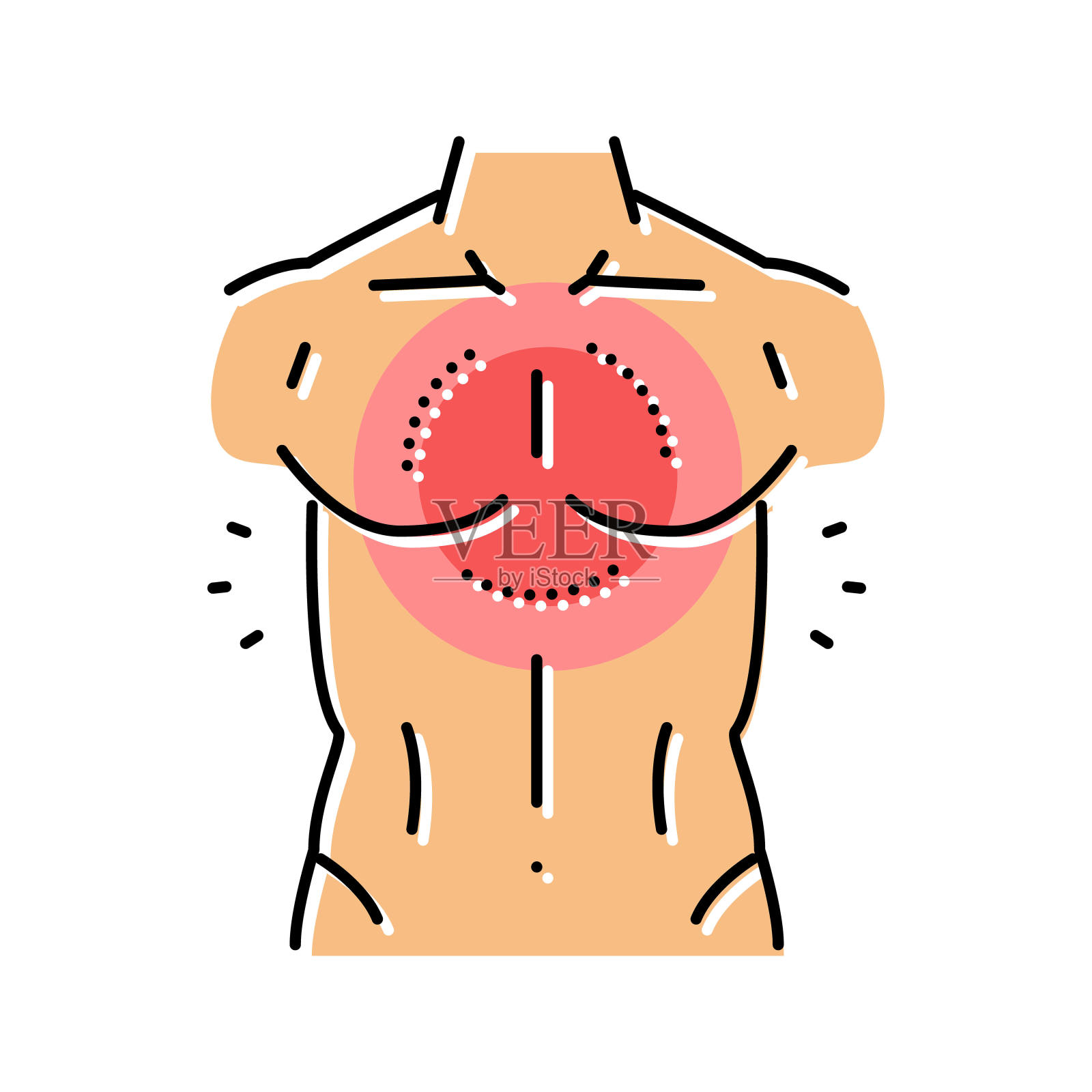 胸痛身体痛颜色图标矢量插图设计元素图片