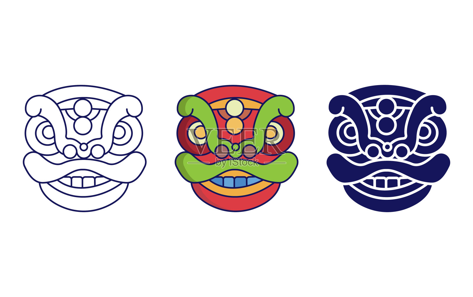 中国狮子插画图片素材