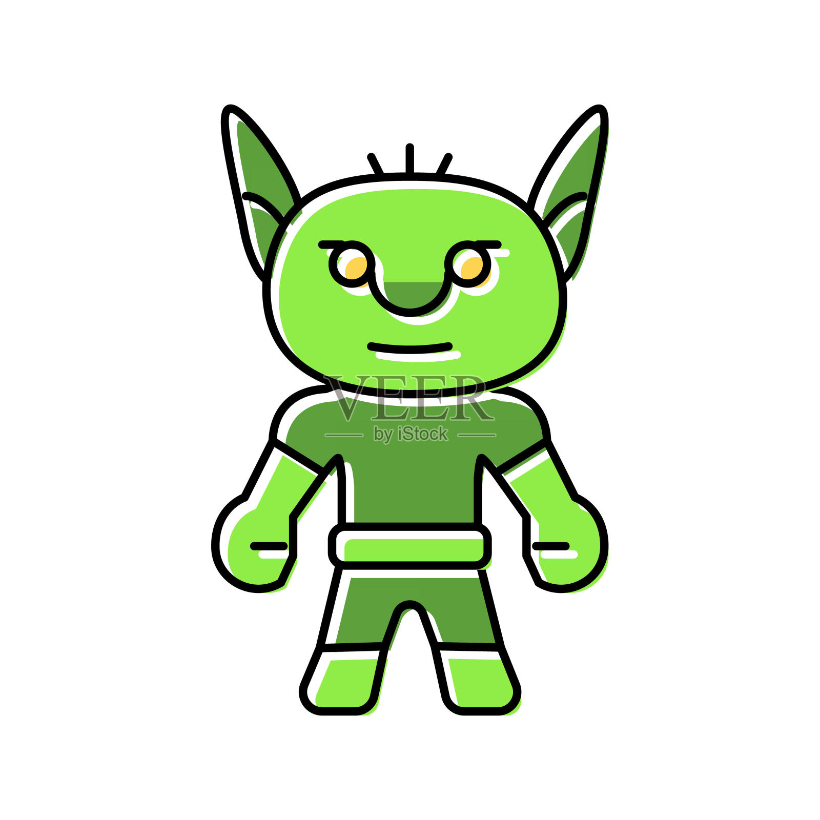 漫画怪物可爱的彩色图标矢量插图设计元素图片