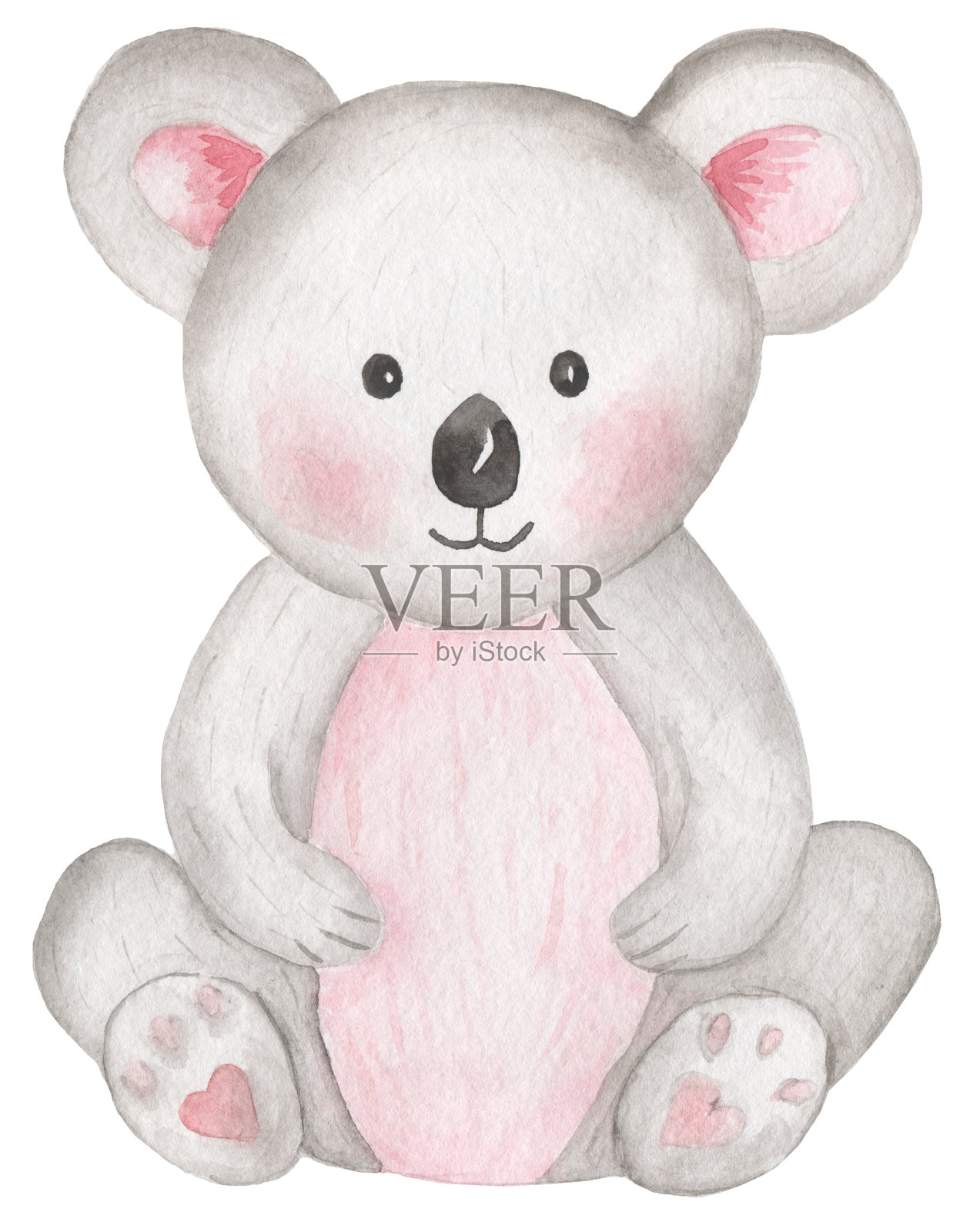 考拉剪纸艺术。水彩宝宝考拉剪贴艺术，热带动物插图，丛林，婴儿淋浴，孩子生日派对插画图片素材