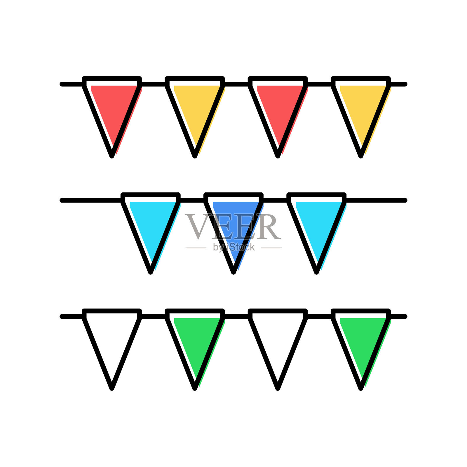 三角旗开始颜色图标矢量插图图标素材