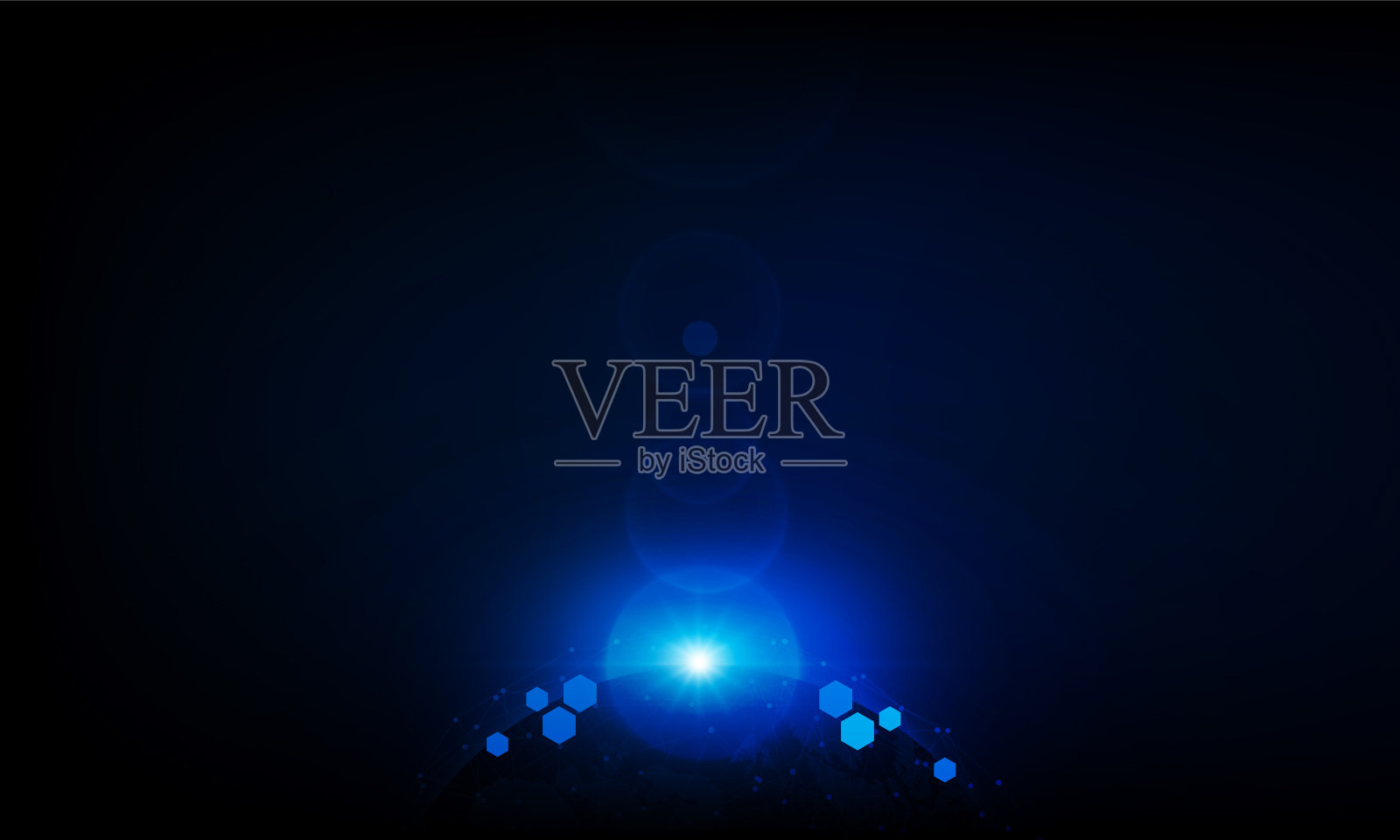 摘要业务亮出科技背景Hitech通信理念创新，以日出和科技网络为地球发送。矢量图插画图片素材