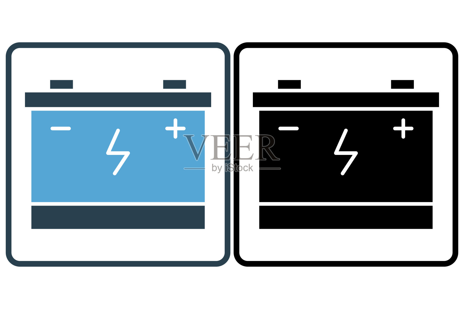 汽车电池图标说明。图标与汽车服务、汽车维修有关。实心图标样式。简单的矢量设计可编辑图标素材