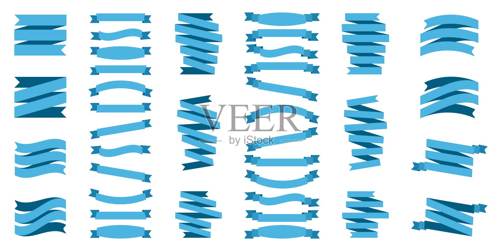 丝带图标。集。白色背景上的矢量插图。插画图片素材