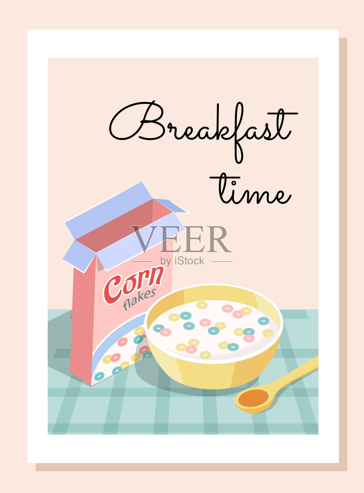 早餐麦片和牛奶插画图片素材