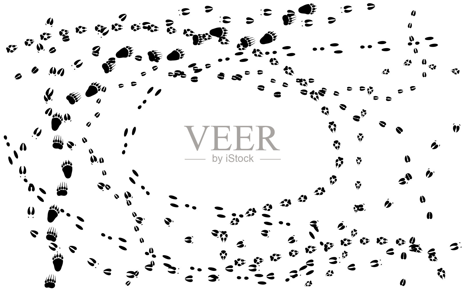 动物的足迹孤立在白色插画图片素材