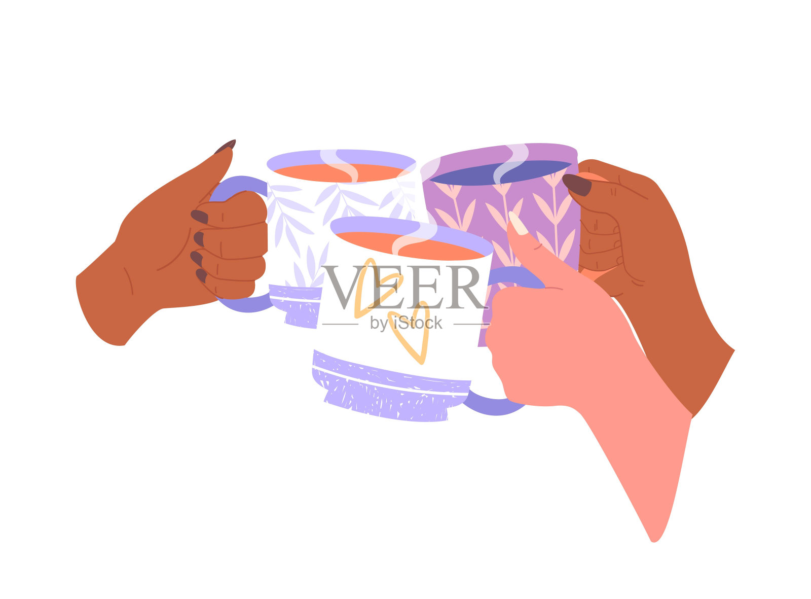 干杯，咖啡或茶插画图片素材