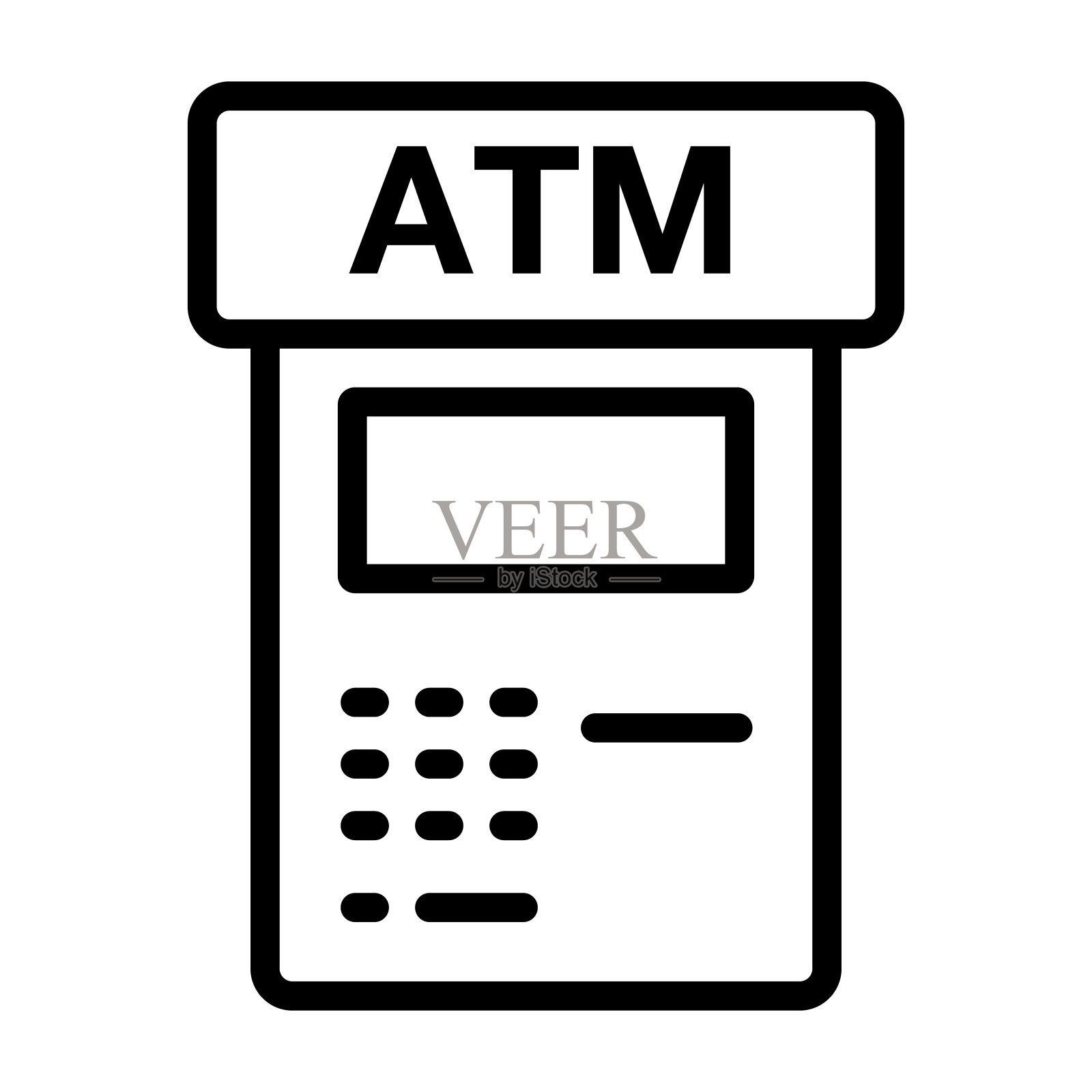 简单的银行ATM图标。撤军。向量。图标素材