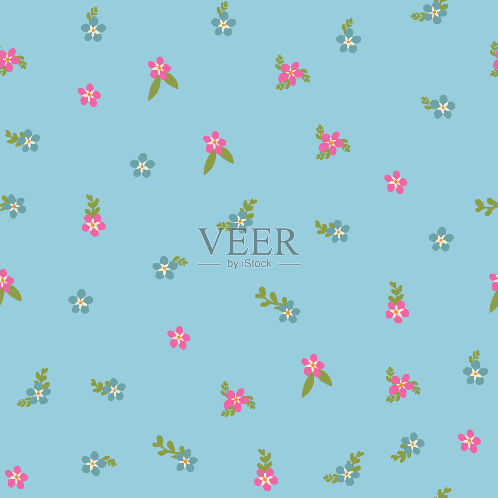 可爱，无缝，图案，印花，花卉图案，会话，图案，彩色涂鸦花，手绘花插画图片素材