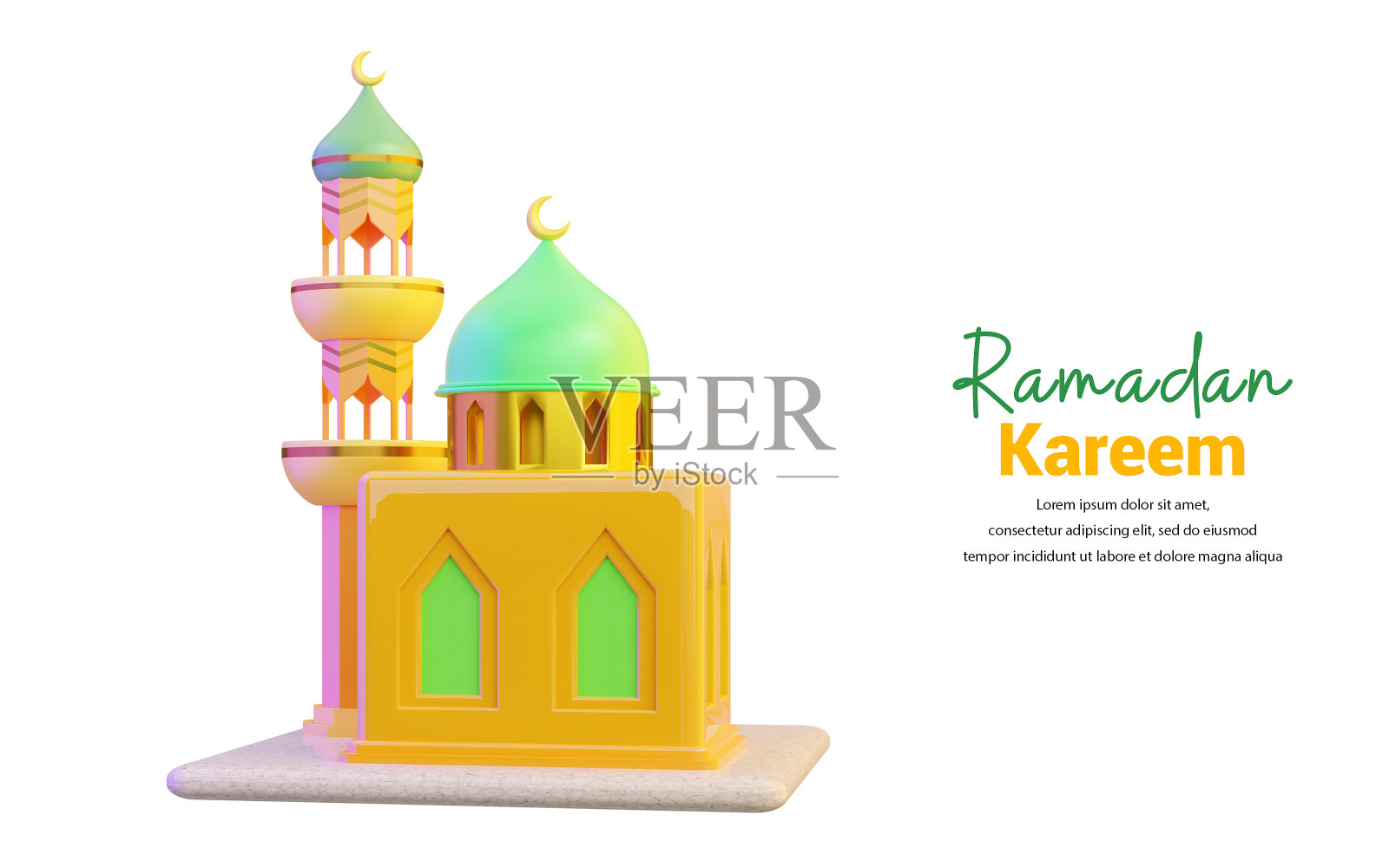 清真寺唱白底3d渲染概念斋月祈祷纳玛兹照片摄影图片