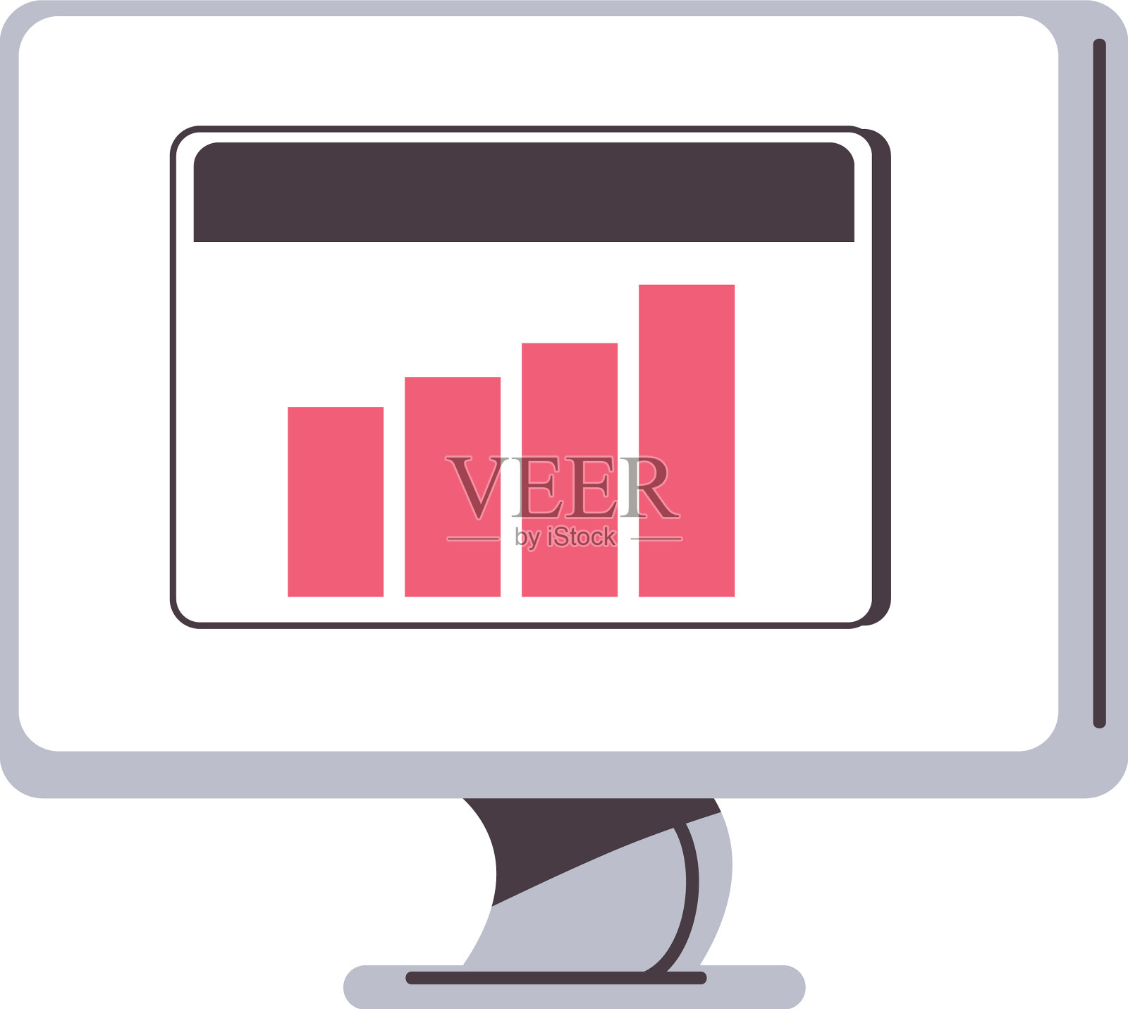 平板显示器与条形图设计元素图片