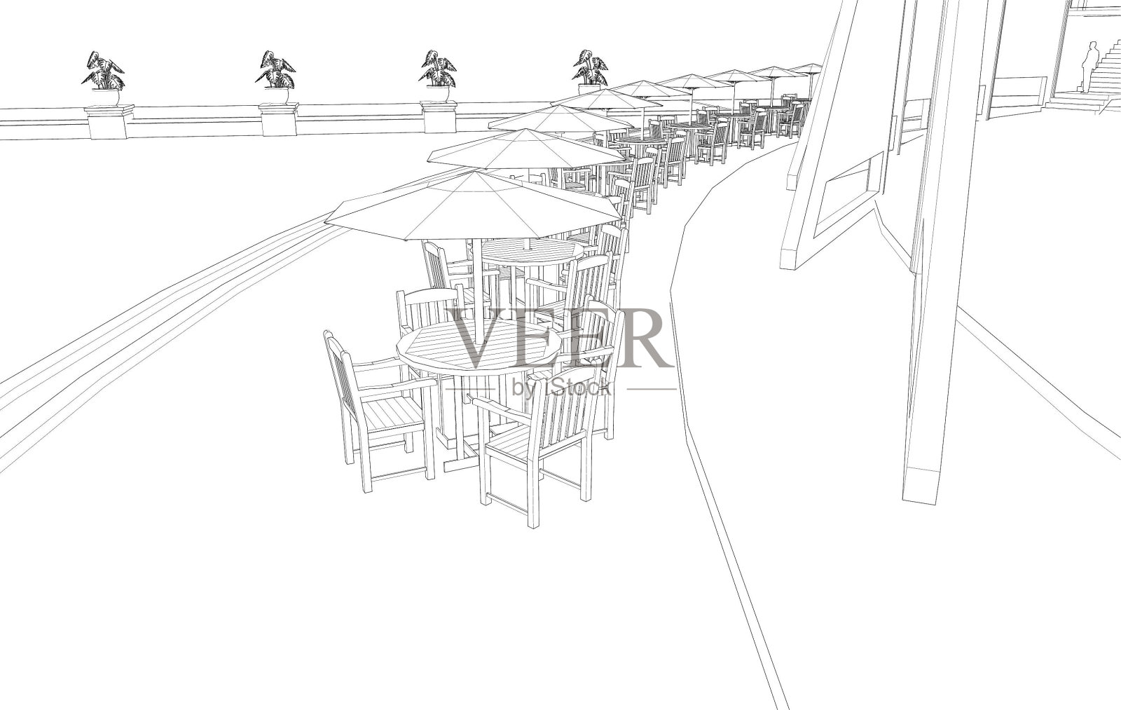 咖啡店的3D插图照片摄影图片