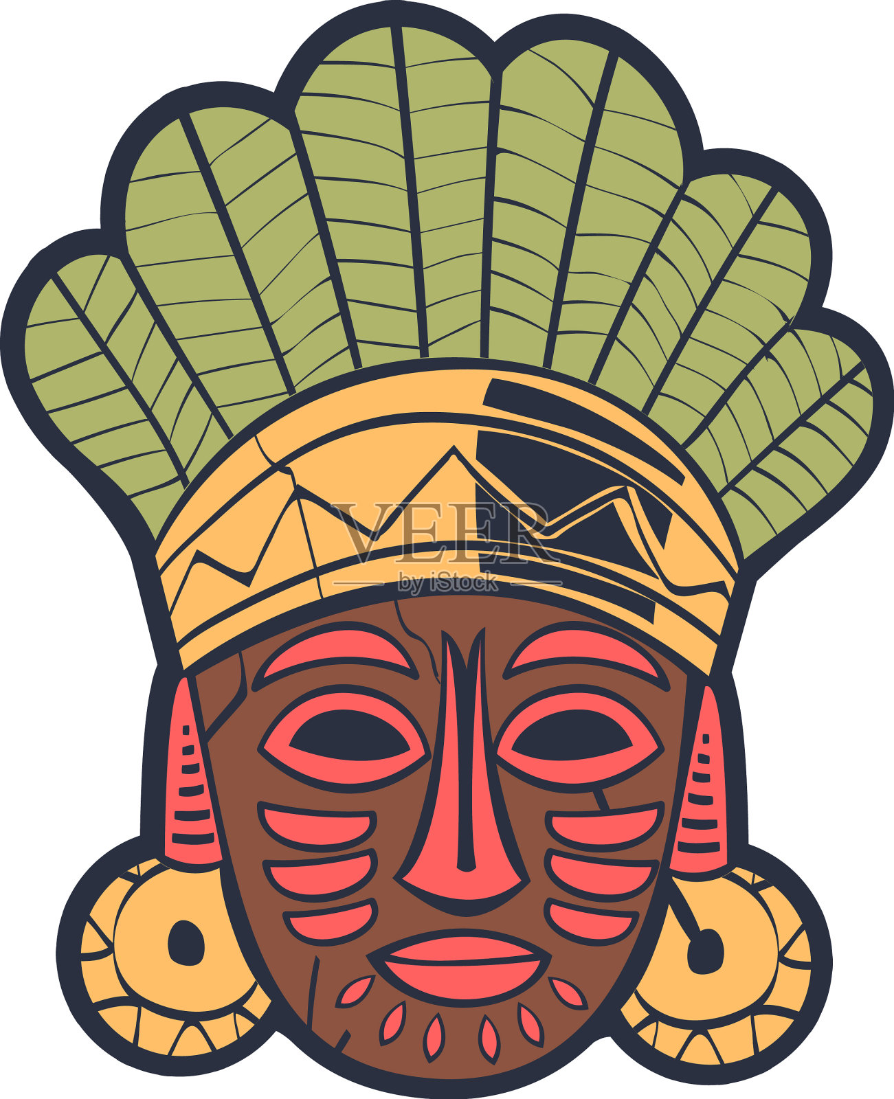 阿兹特克礼仪面具玛雅文明文化设计元素图片