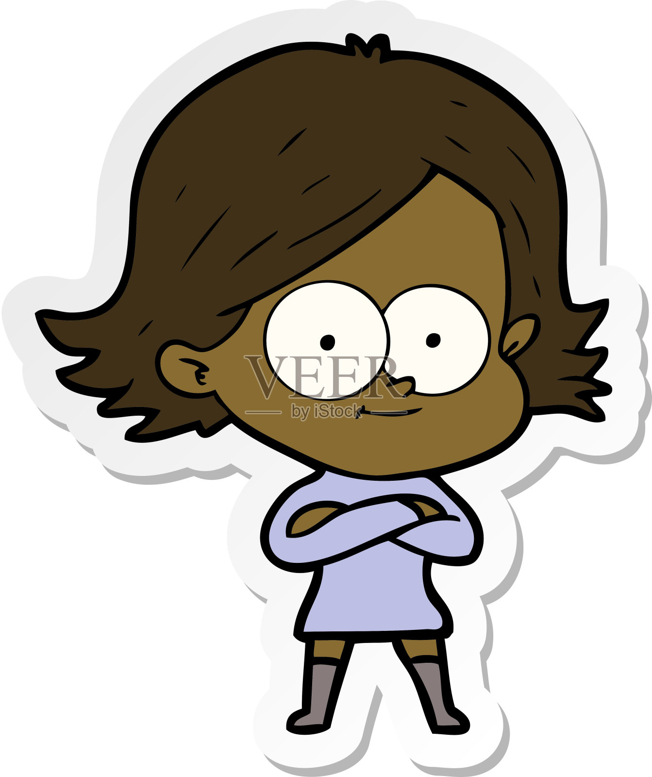 一个快乐的卡通女孩的贴纸设计元素图片