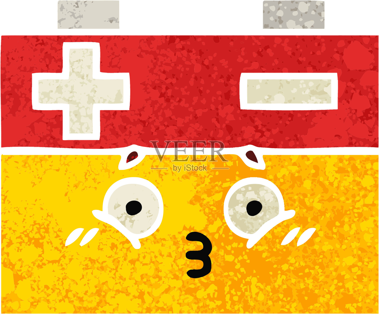 复古插画风格的卡通汽车电池插画图片素材