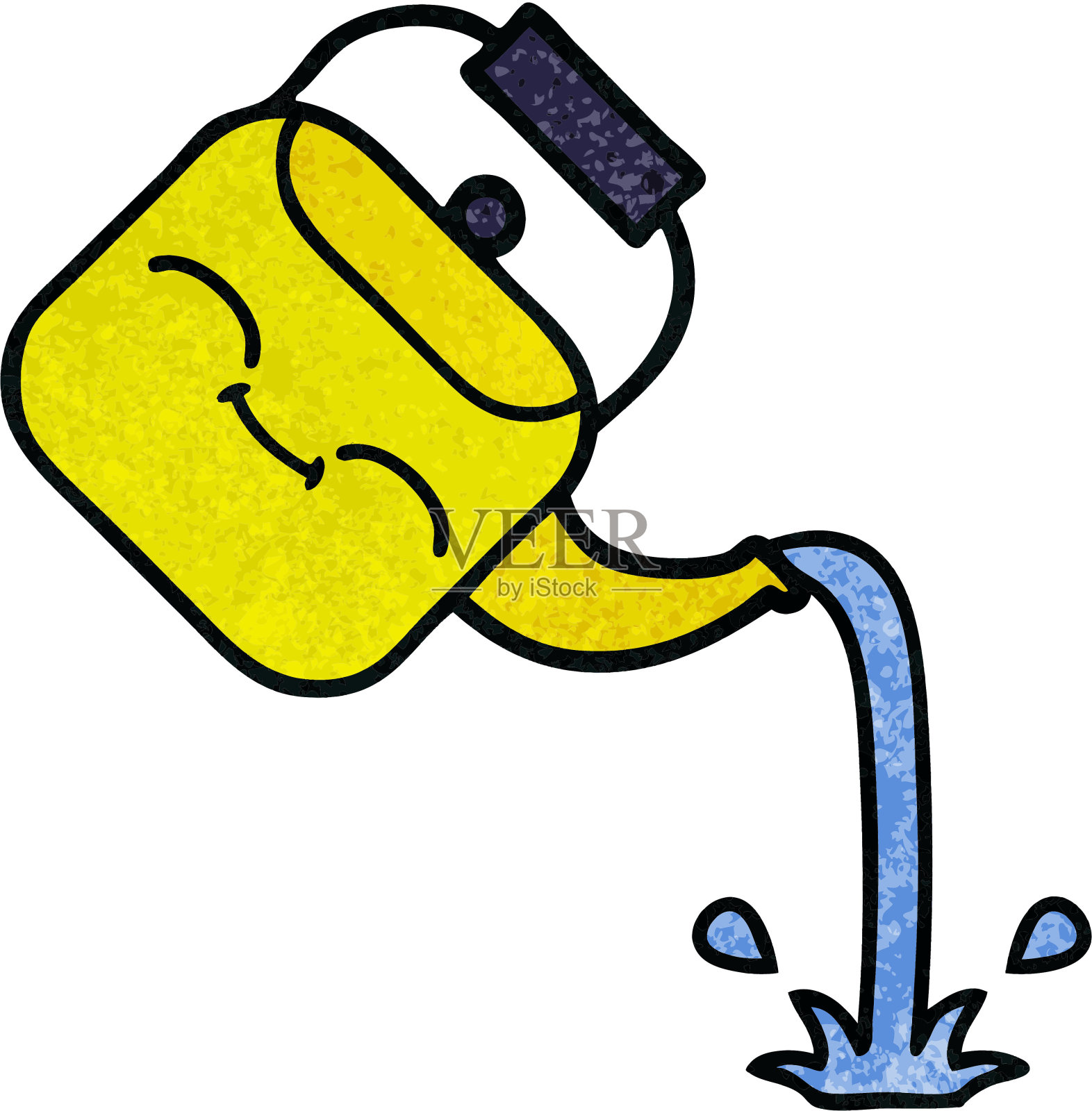 一个倒水壶的复古垃圾质感卡通设计元素图片