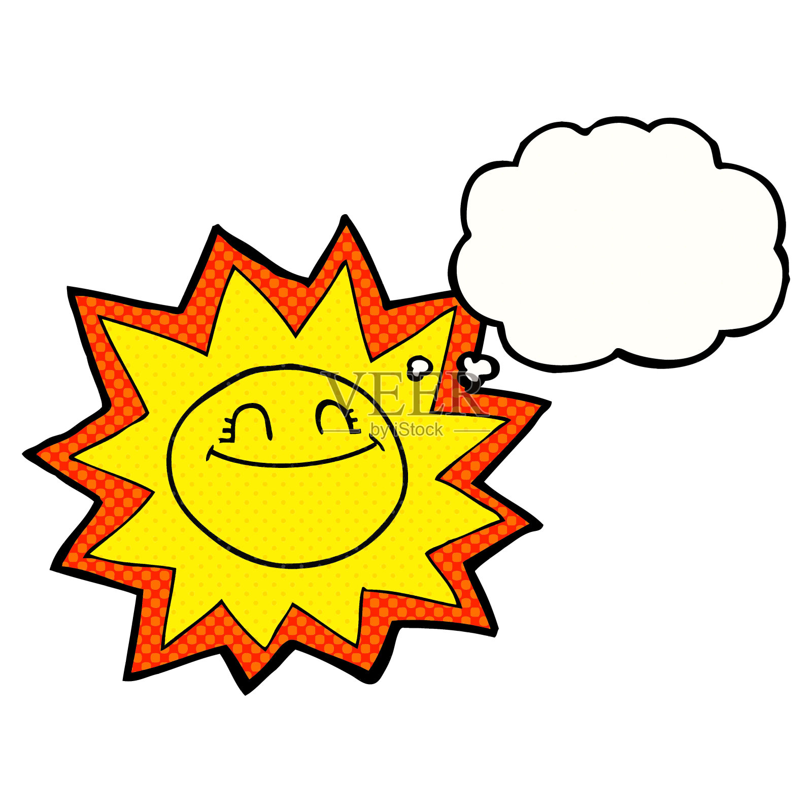 快乐手绘思想泡泡卡通太阳插画图片素材