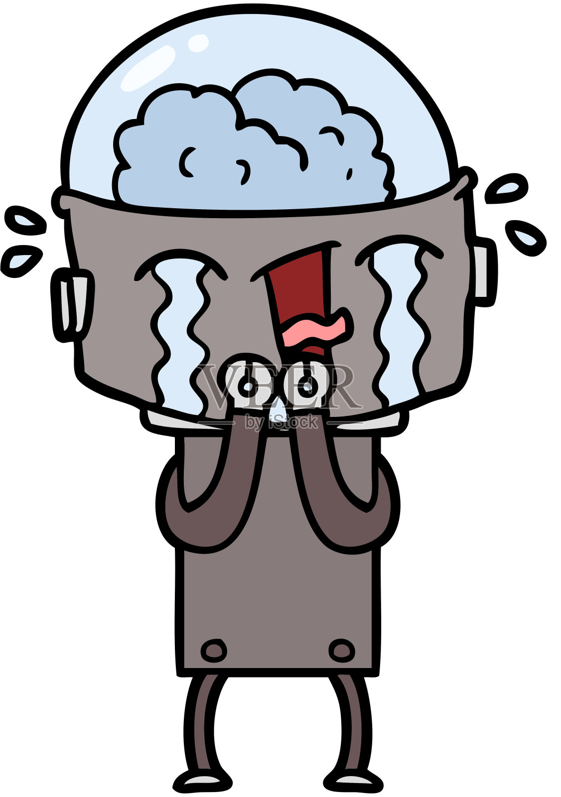 卡通哭泣机器人设计元素图片