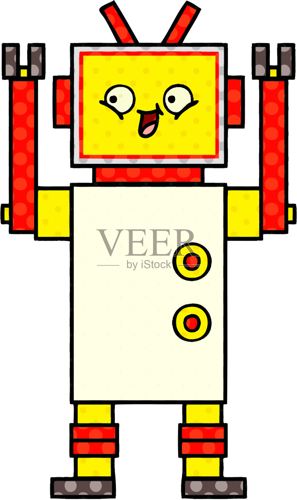 漫画书风格的机器人卡通设计元素图片