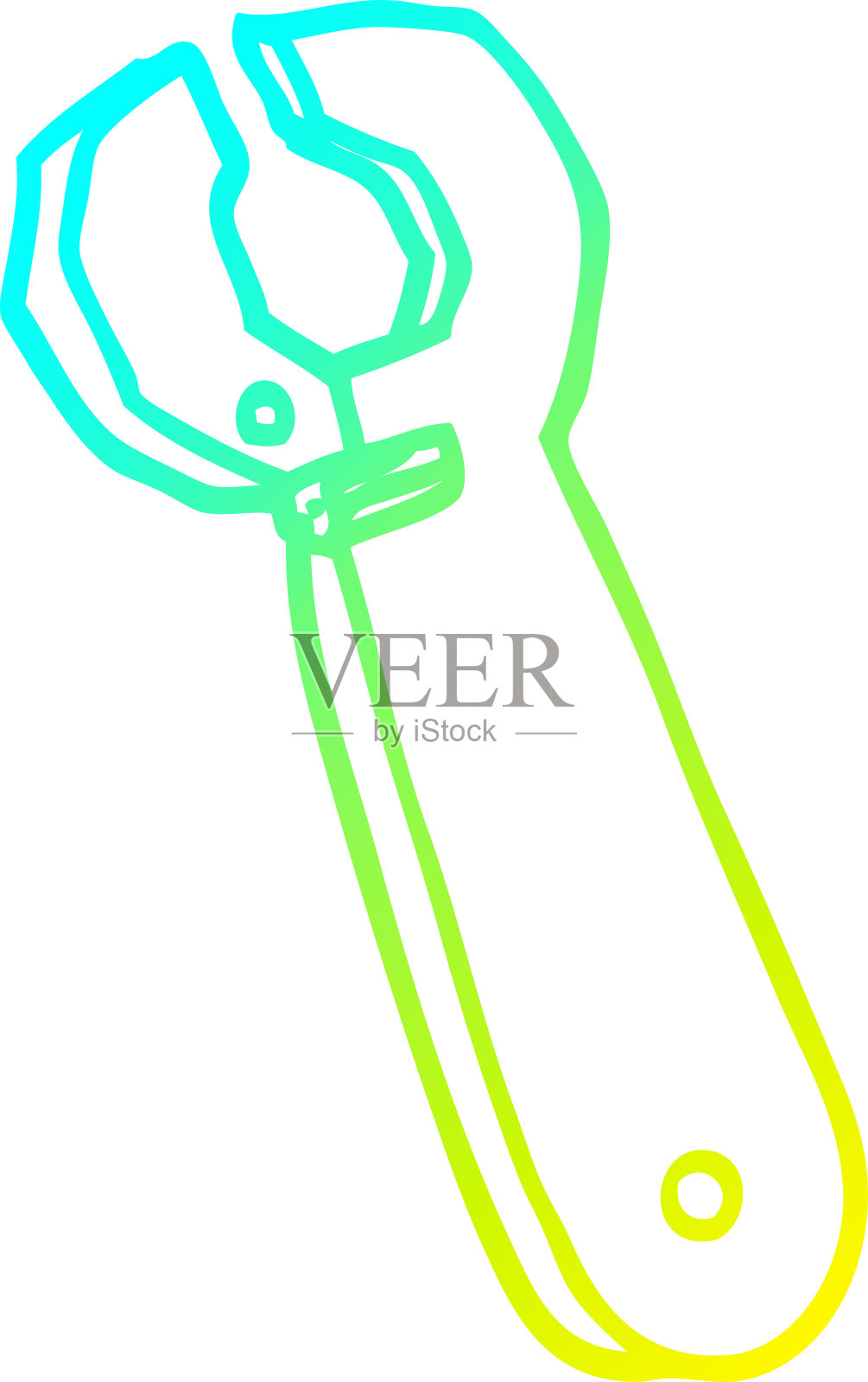 冷梯度线绘制卡通扳手工具插画图片素材