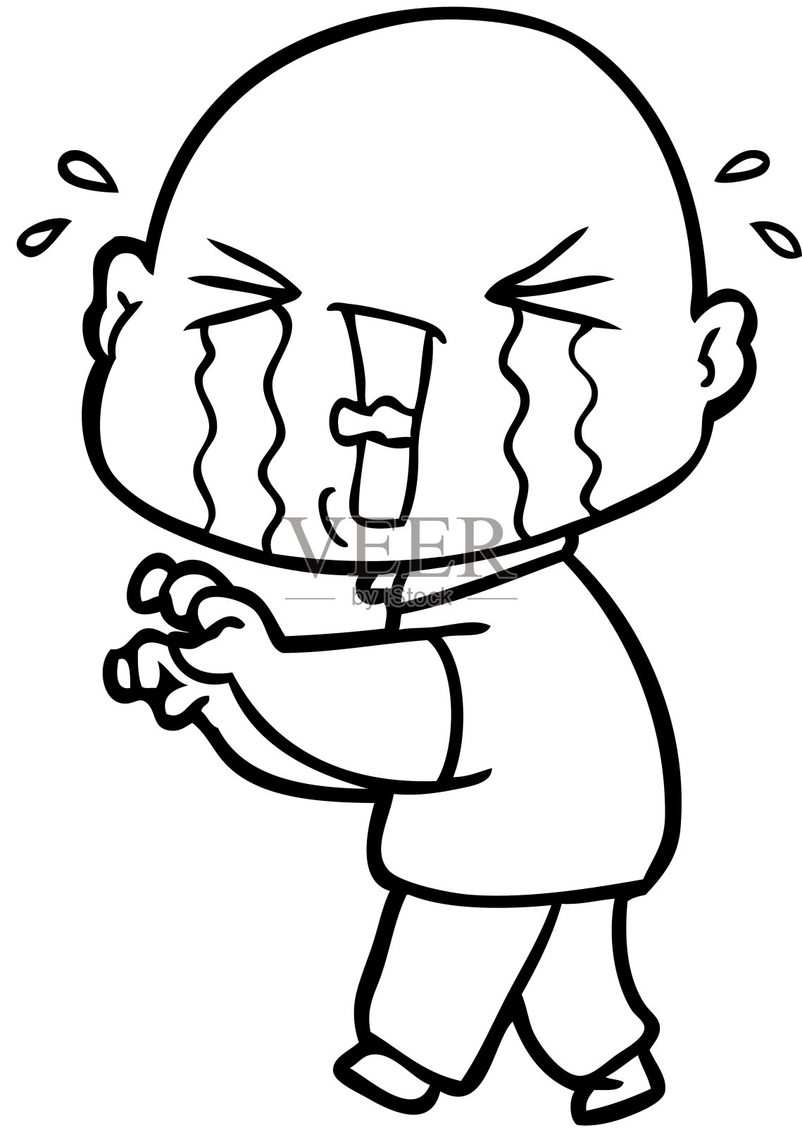 卡通哭泣的秃头设计元素图片